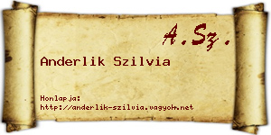 Anderlik Szilvia névjegykártya